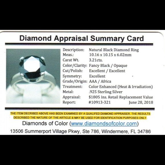 $1,805 Appraised Black Diamond Ring In 925 Silver - Picture 2 of 5
